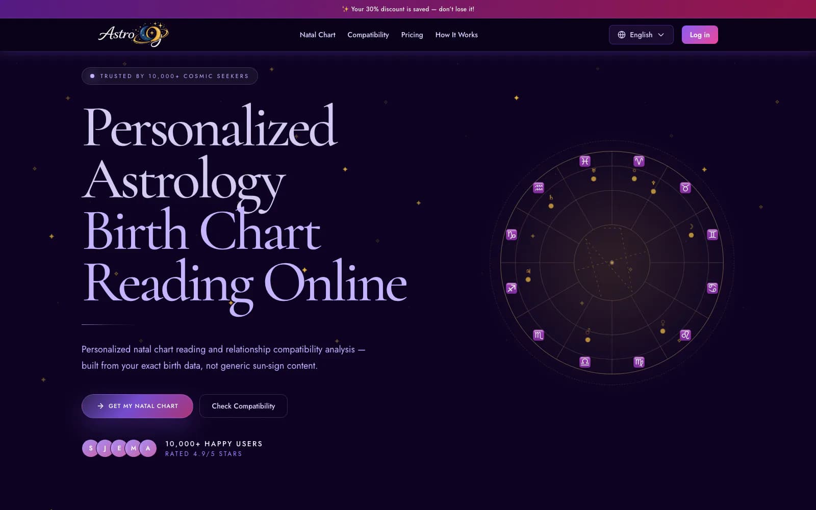 Astrooly personalized astrology platform homepage